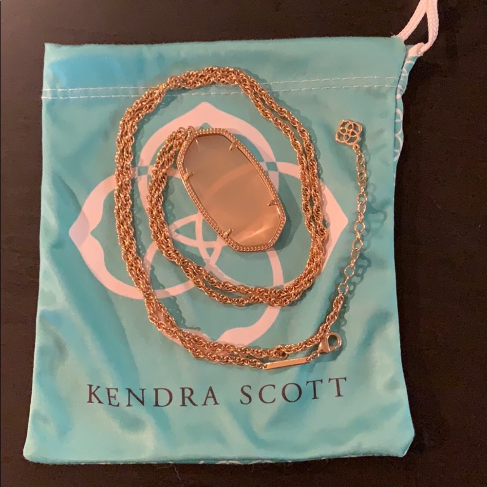 Kendra Scott Rose Gold Necklace with Peach Pendant